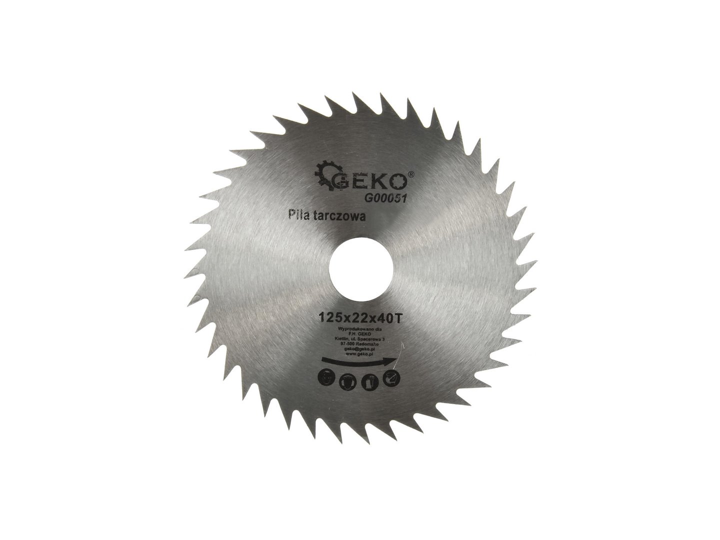 Kotouč na dřevo Geko 125x22x40T – celkový pohled na produkt