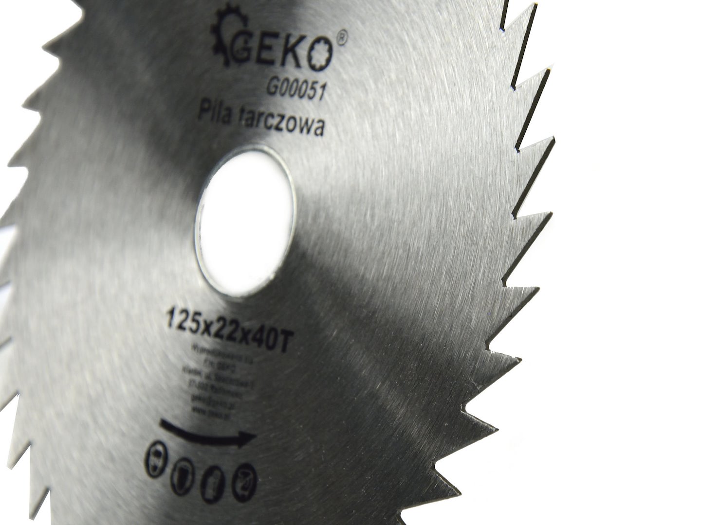 Kotouč na dřevo Geko 125x22x40T – detail zubů