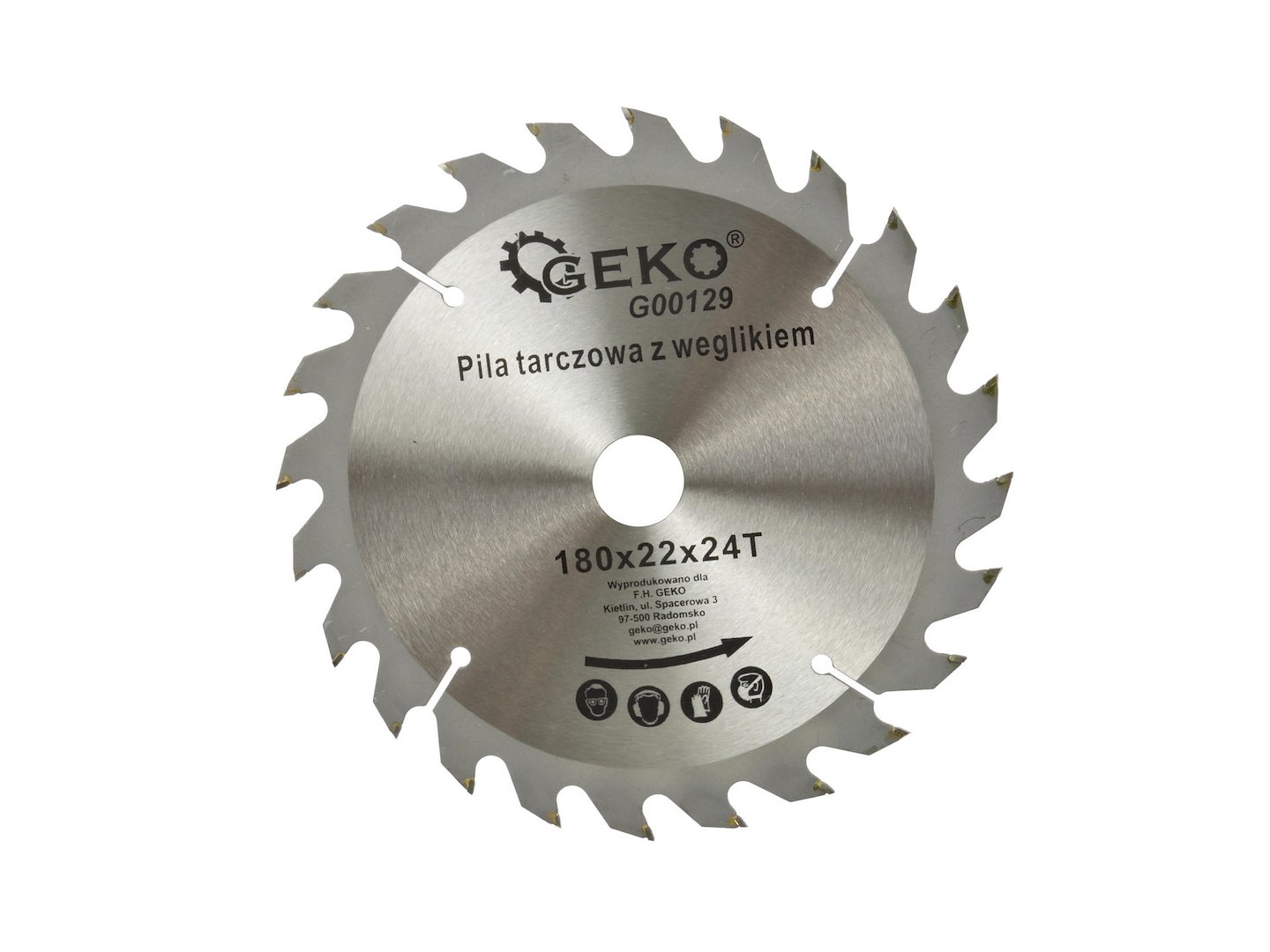 Kotouč na dřevo Geko 180x22x24T – pohled na celý kotouč s zuby