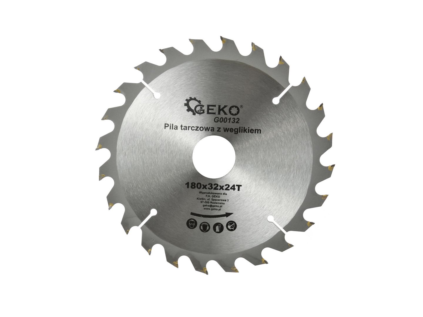 Kotouč na dřevo 180x32x24T Geko – celkový pohled na pilový kotouč