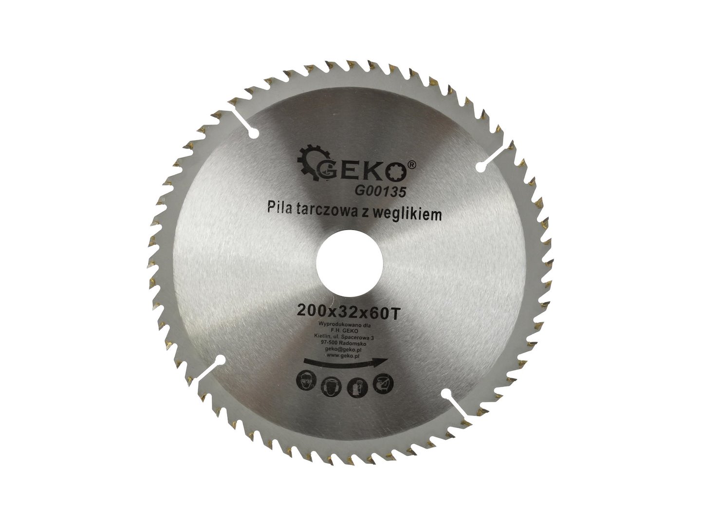 Kotouč na dřevo Geko 200x32x60T – pohled na celý kotouč se zuby