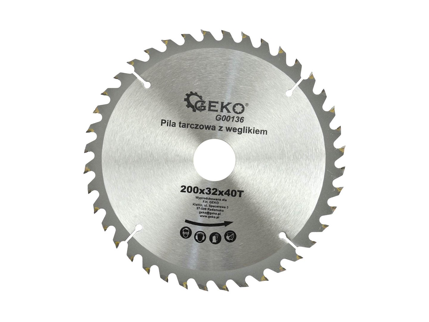 Kotouč na dřevo 200x32x40T Geko – pohled na pilový kotouč s 40 zuby