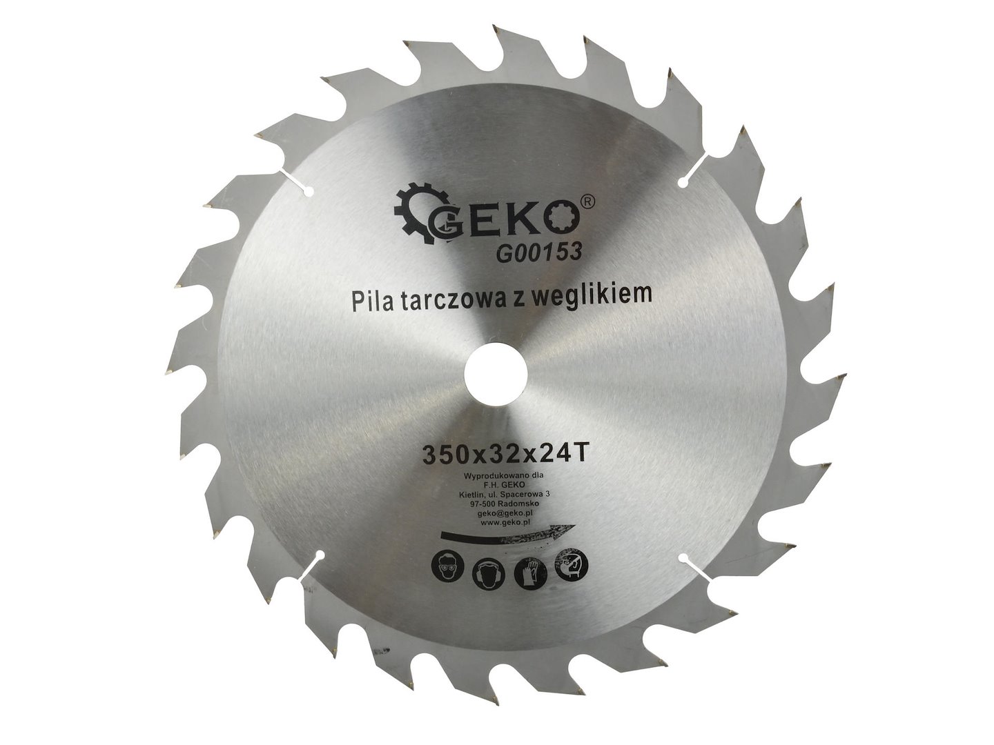 Kotouč na dřevo Geko 350x32x24T – pohled na řezný kotouč s 24 zuby