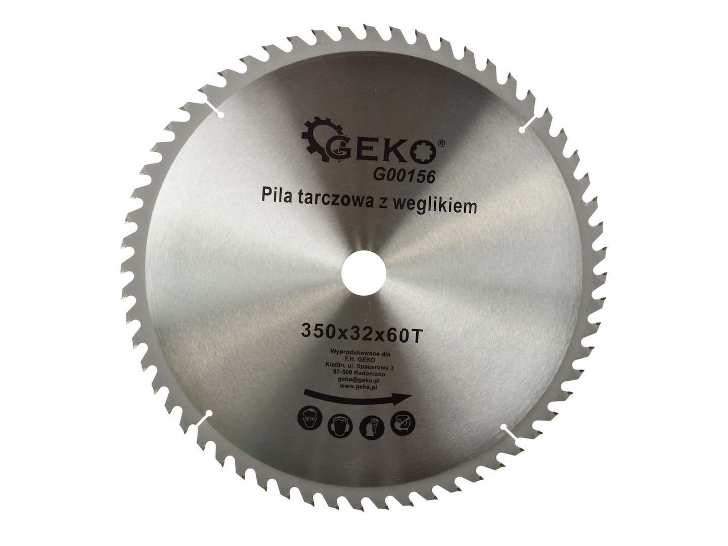 Kotouč na dřevo 350x32x60T – pohled na pilový kotouč Geko s 60 zuby