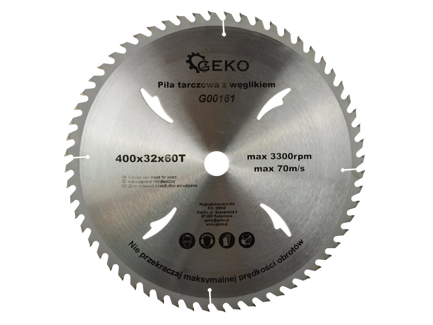 Kotouč na dřevo 400x32x60T Geko – pohled na celý kotouč