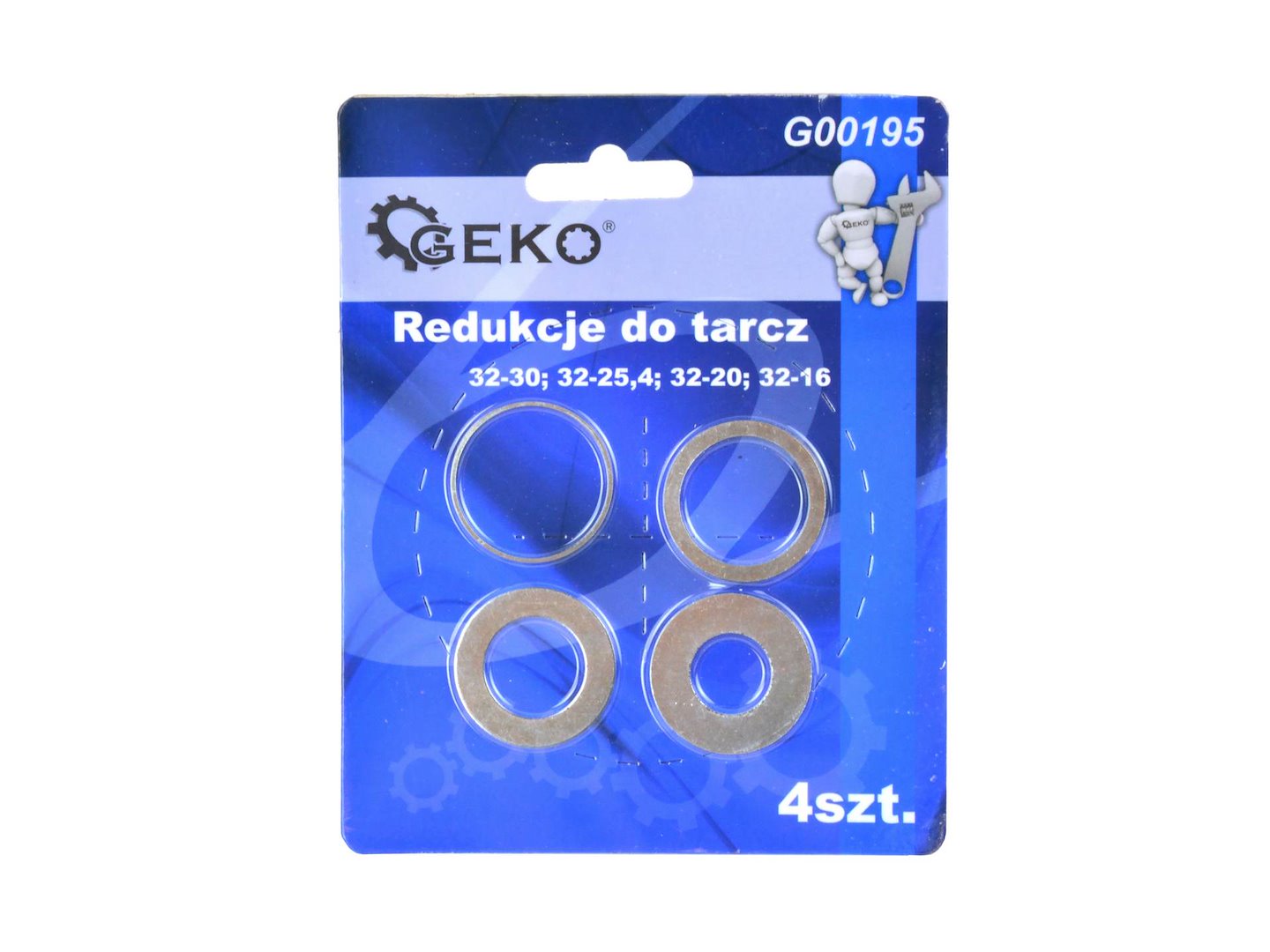 Redukce na kotouče Geko 4 ks – celkový pohled na sadu