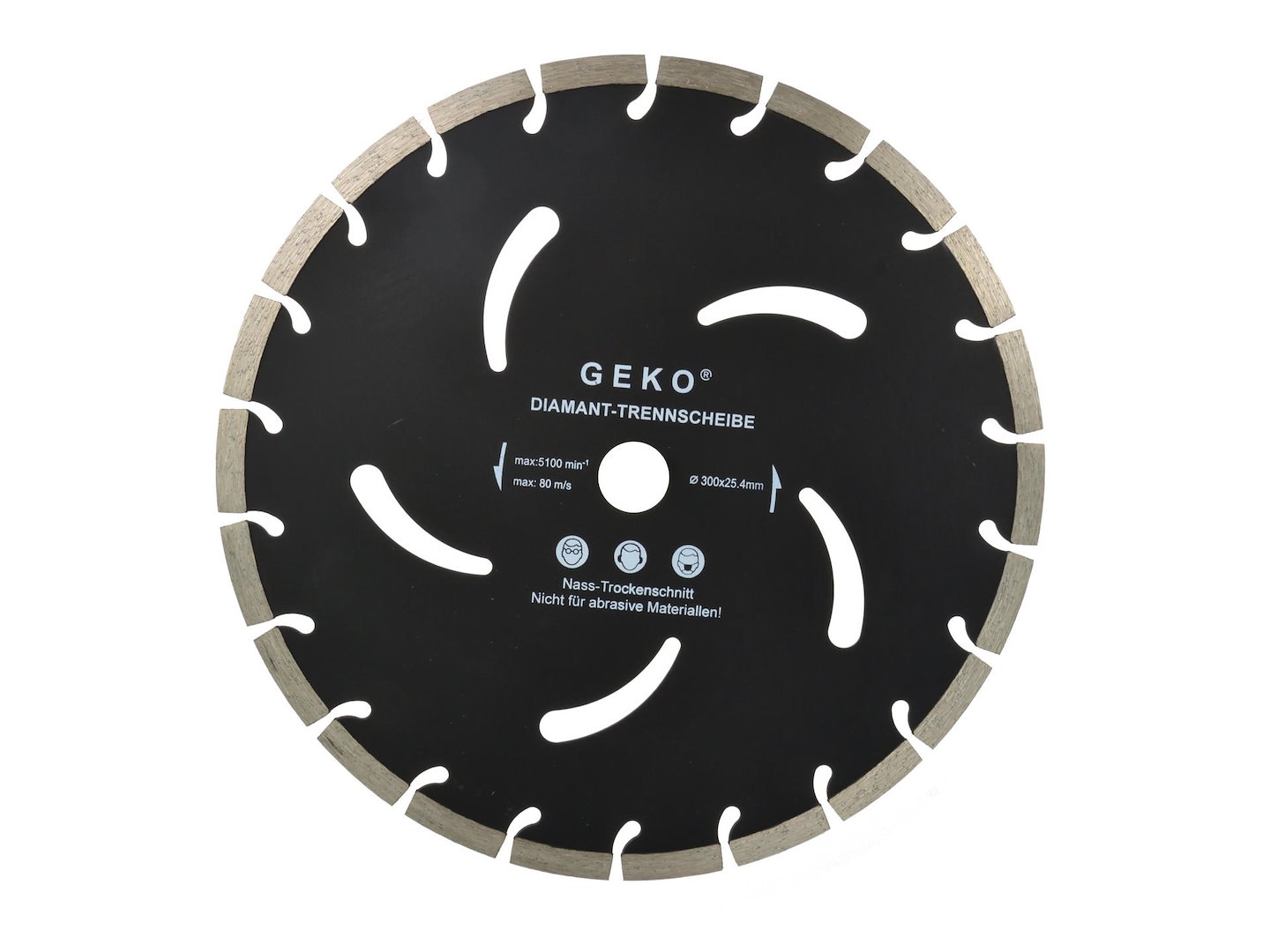 Diamantový kotouč černý 300x10x25,4 mm Geko – celkový pohled na kotouč