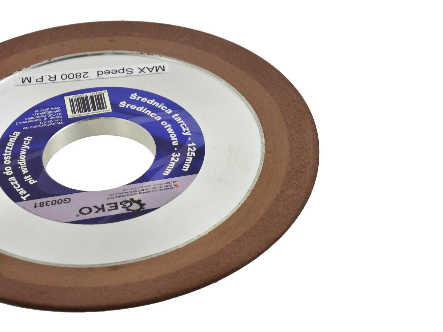 Obrusný kotouč pro broušení pilových kotoučů 125x32mm – pohled na otvor 32mm