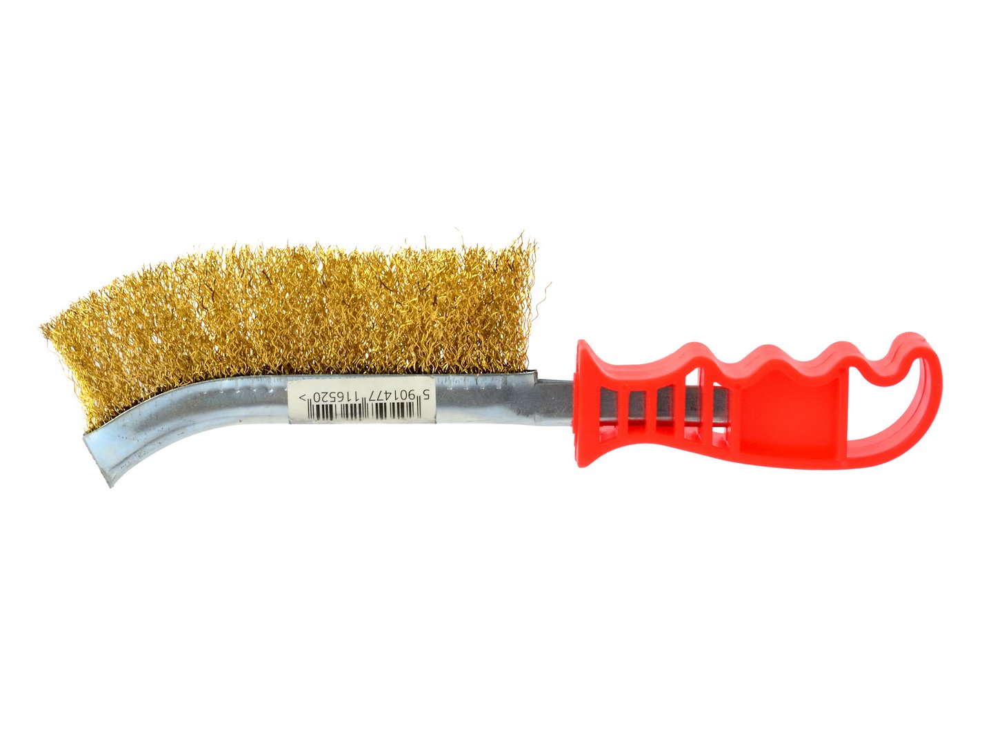Drátěný kartáč mosazná rukojeť plastová 120 mm – pohled zboku