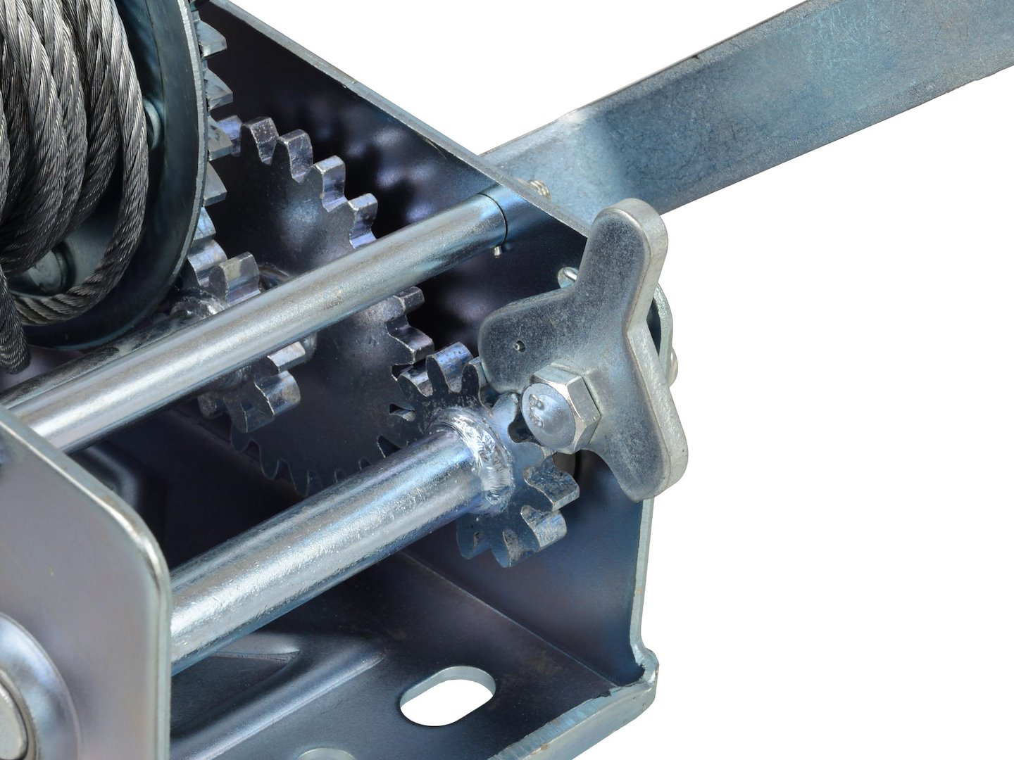 Horizontální lanový naviják Geko 2500 LB – ocelové lano a mechanismus