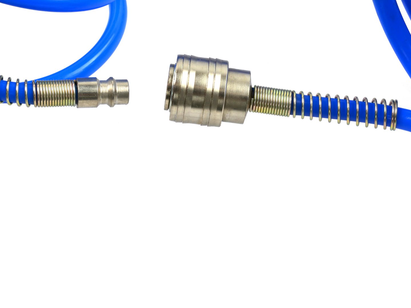 Pneumatická hadice PE 5x8 mm 15 m Geko – detail konců hadice a připojení