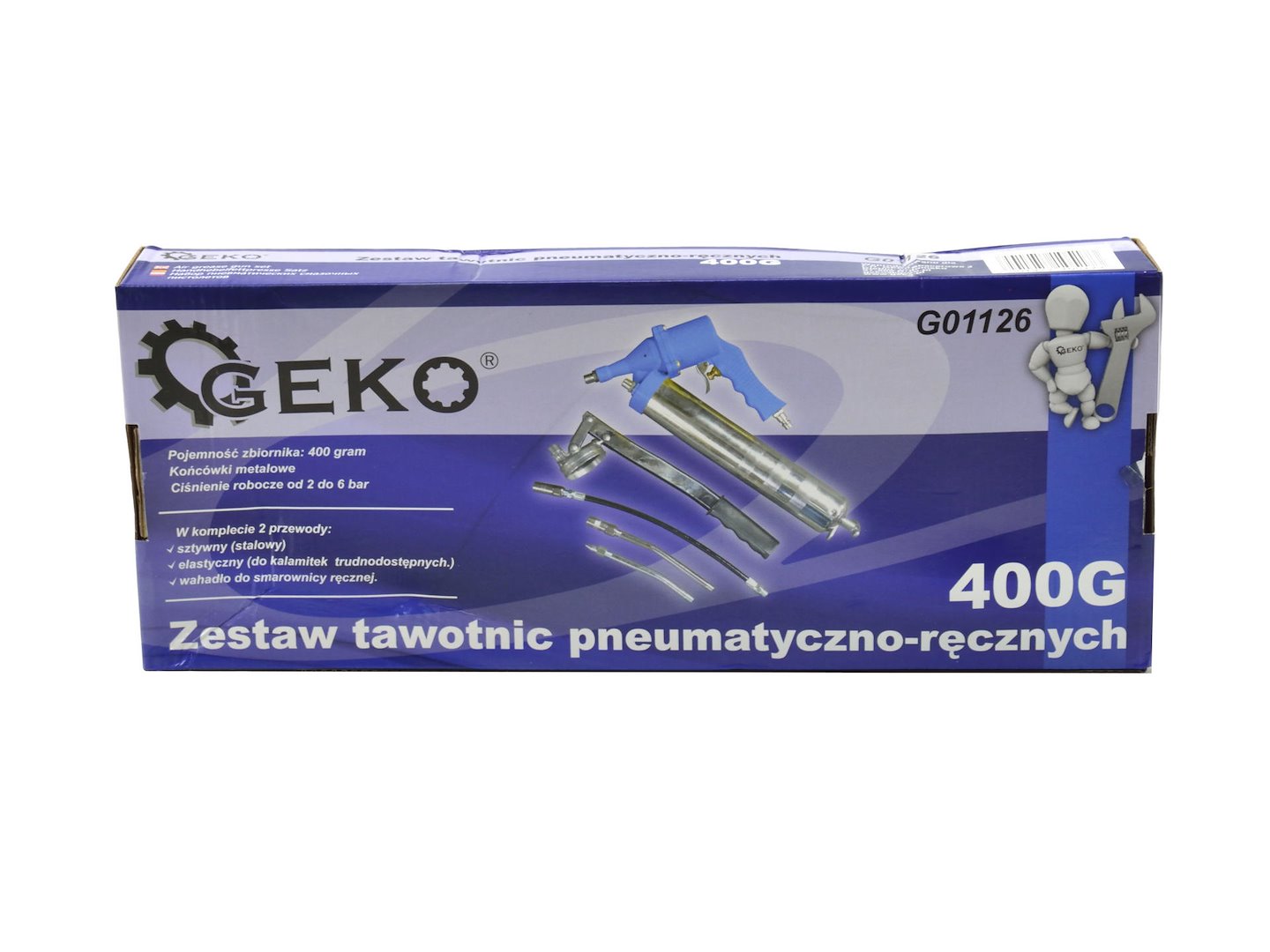 Pneumatická maznice Geko G01126 – detail trysky a připojení