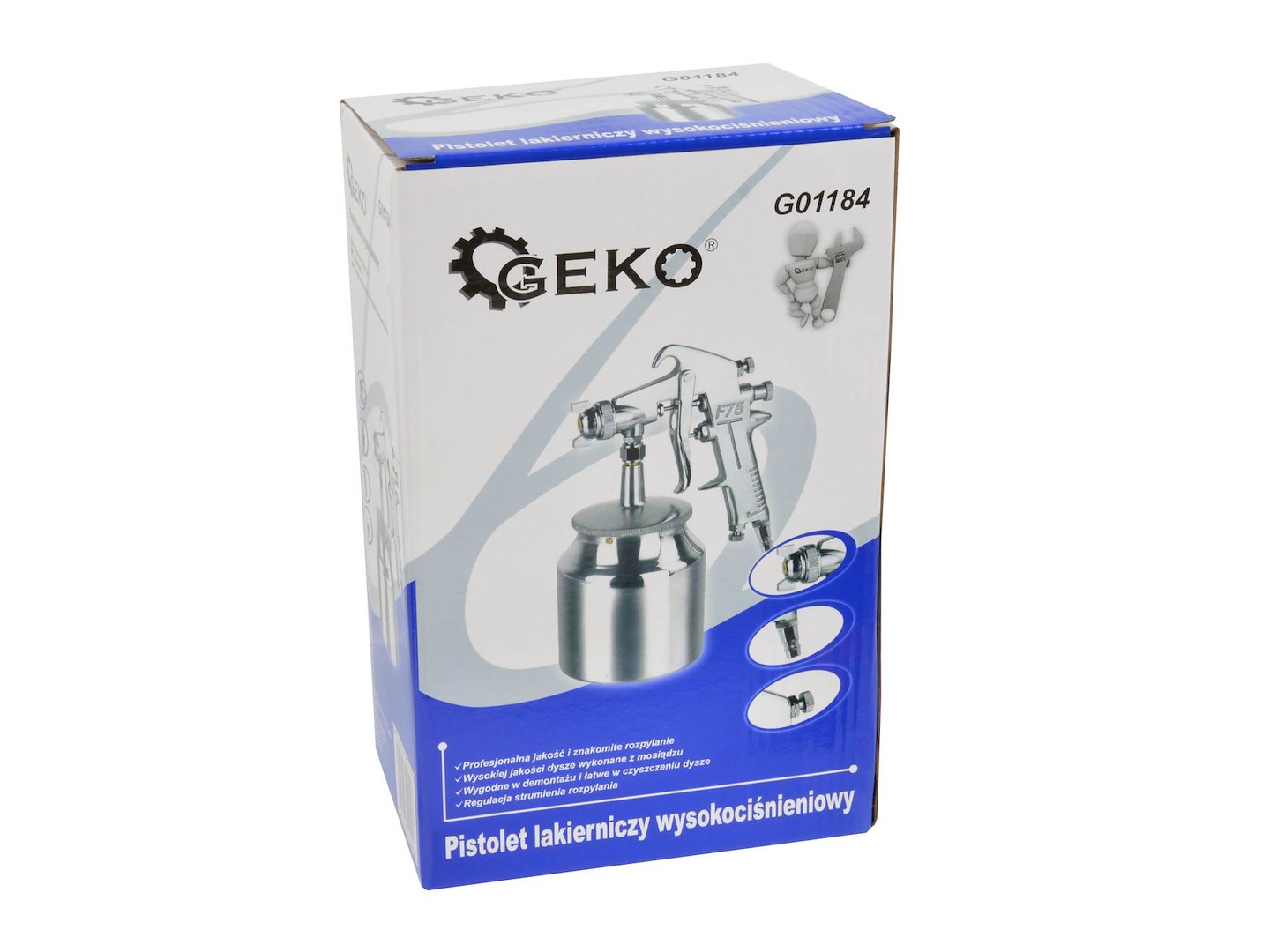 Vysokotlaká lakovací pistole Geko F75S 750 ml – spodní nádrž 7