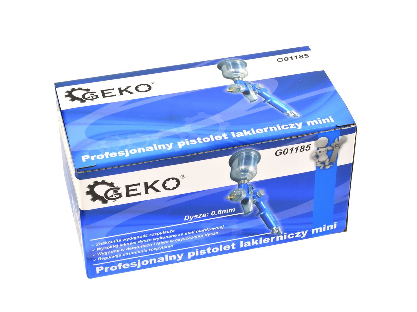 Lakovací pistole HVLP mini 125 ml, tryska 0,8 mm, kovová nádrž – Geko 7