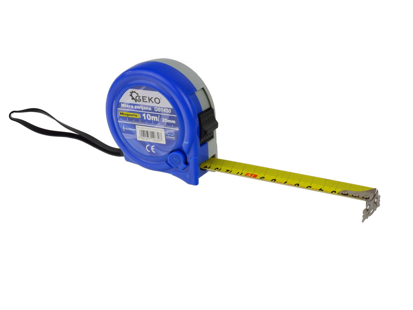 Svinovací metr Geko 10 m x 25 mm s magnetem – celkový pohled