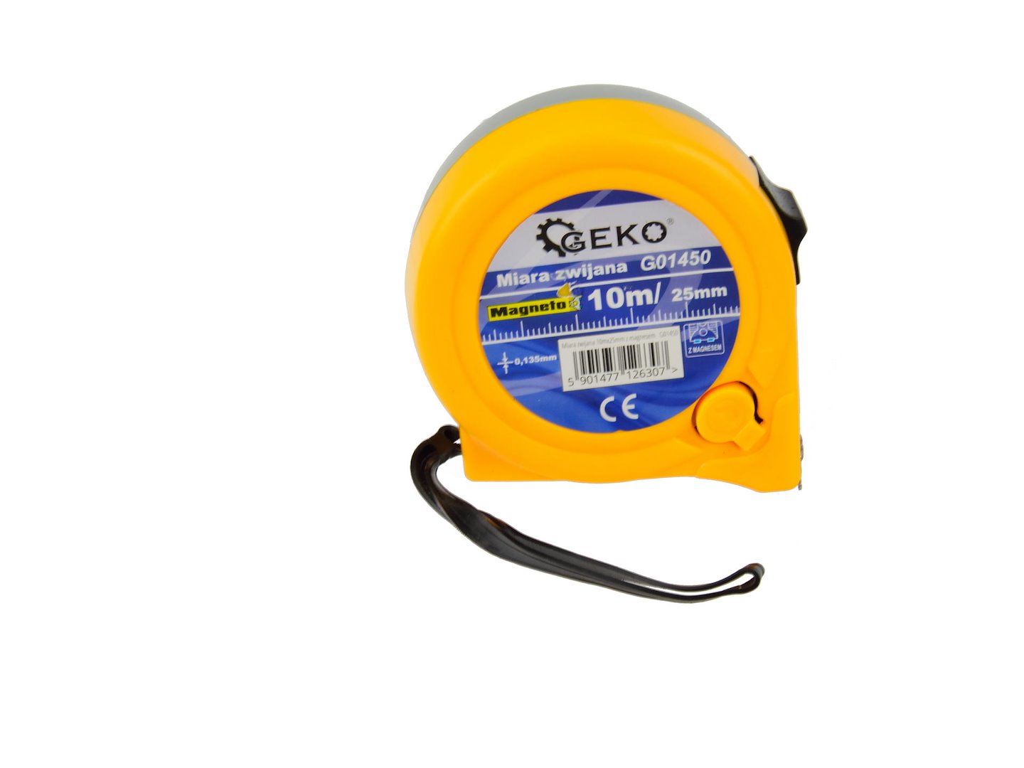 Svinovací metr Geko 10 m x 25 mm – detail magnetického háčku