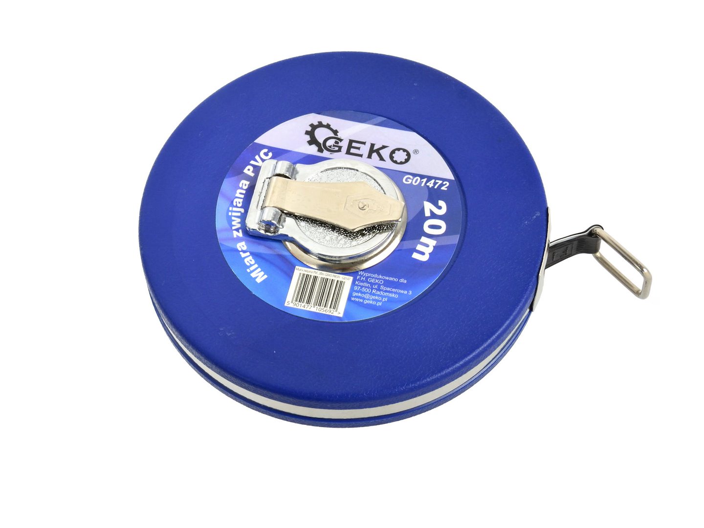 Svinovací metr PVC 20 m Geko – detail pásky a stupnice