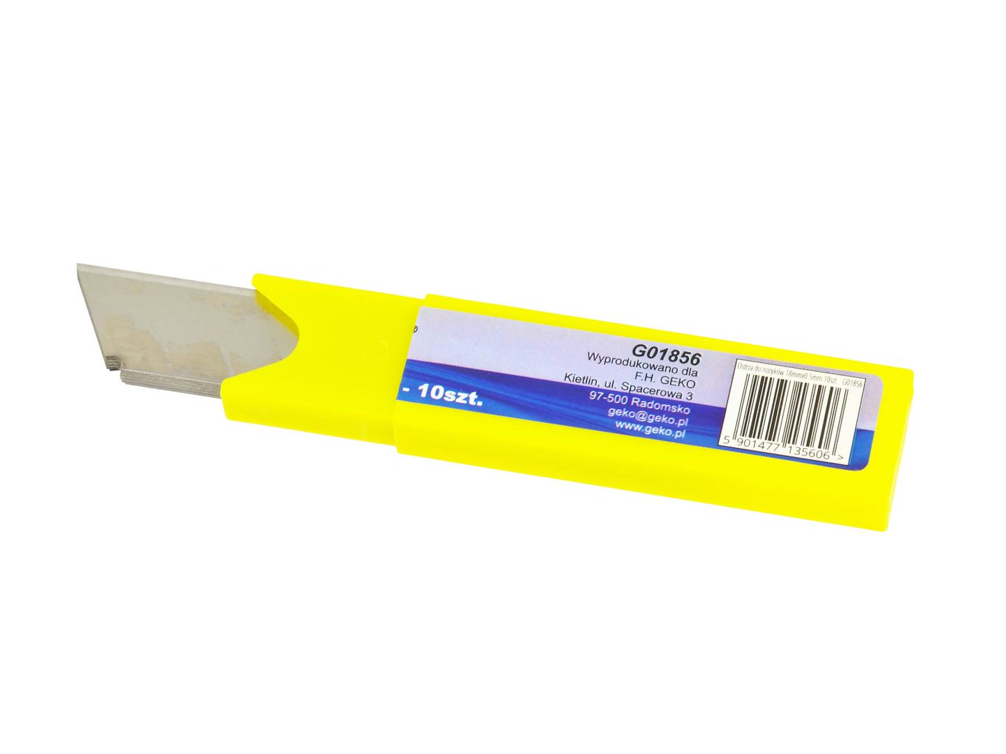 Čepele pro nože 18 mm × 0,5 mm 10 ks Geko – celkový pohled na balení