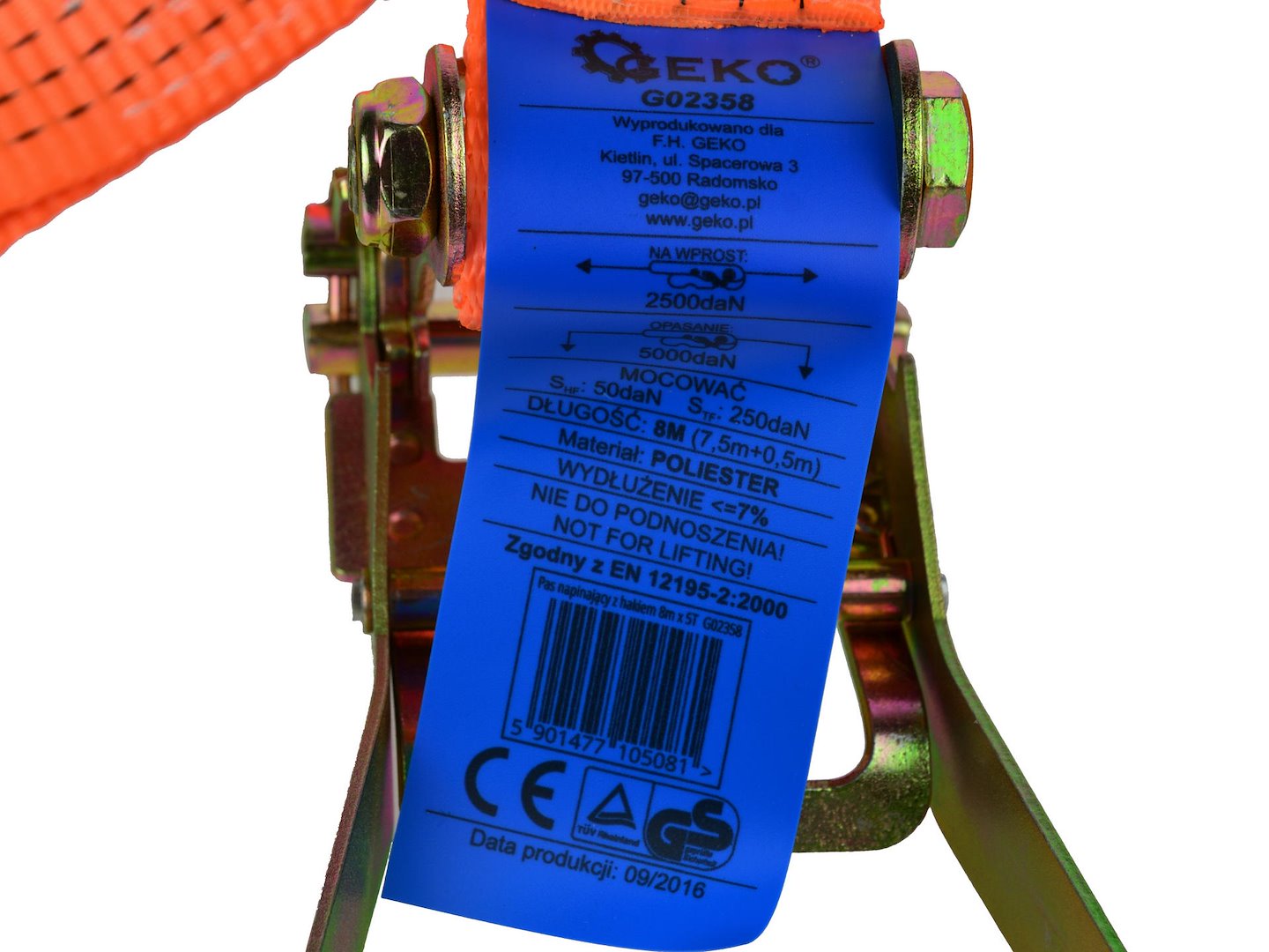 Transportní pás s ráčnou 8 m / 5 t / 50 mm – Geko (10 ks) 4