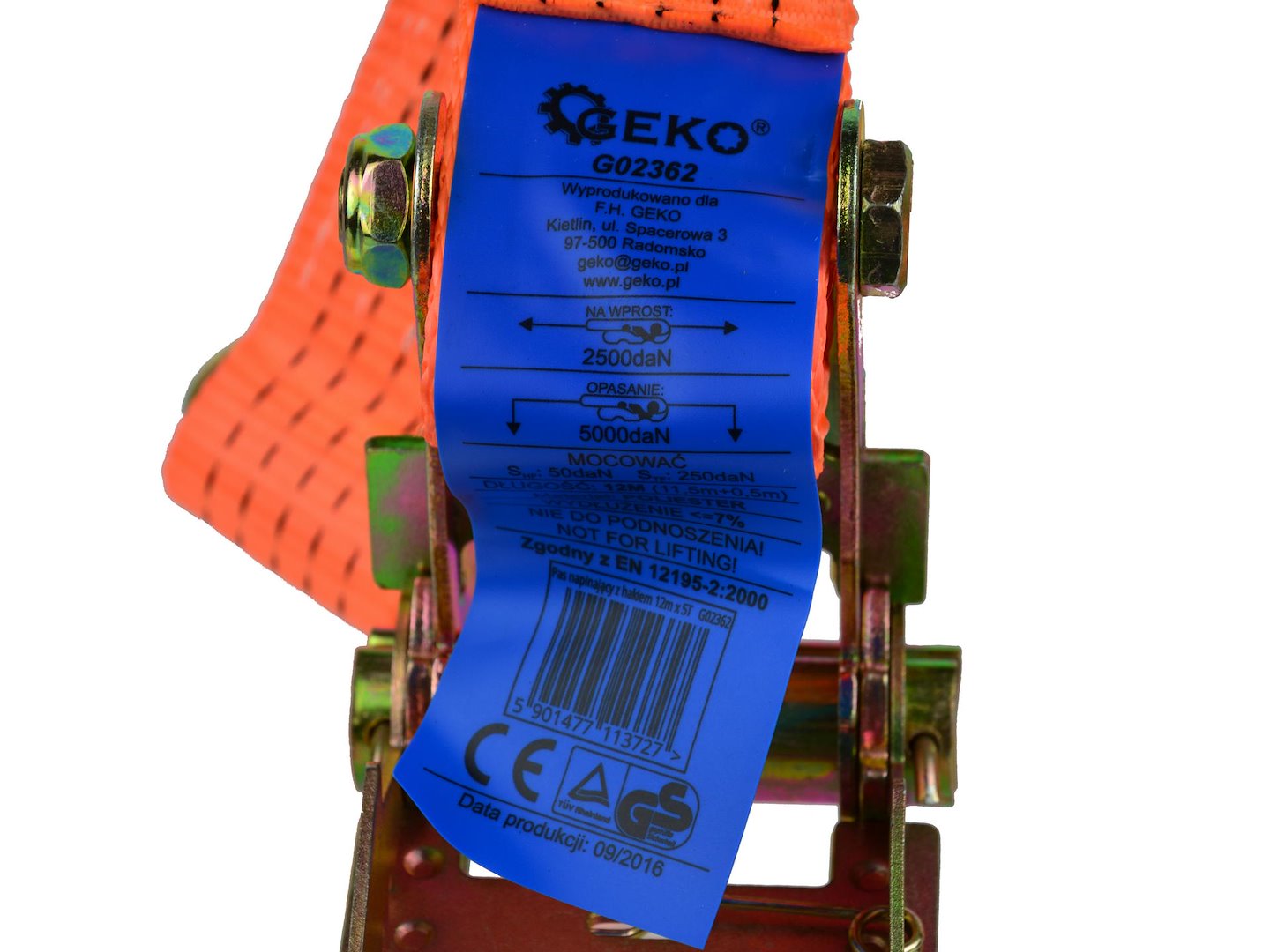 Transportní pás s ráčnou 12 m / 5 t / 50 mm – Geko 4