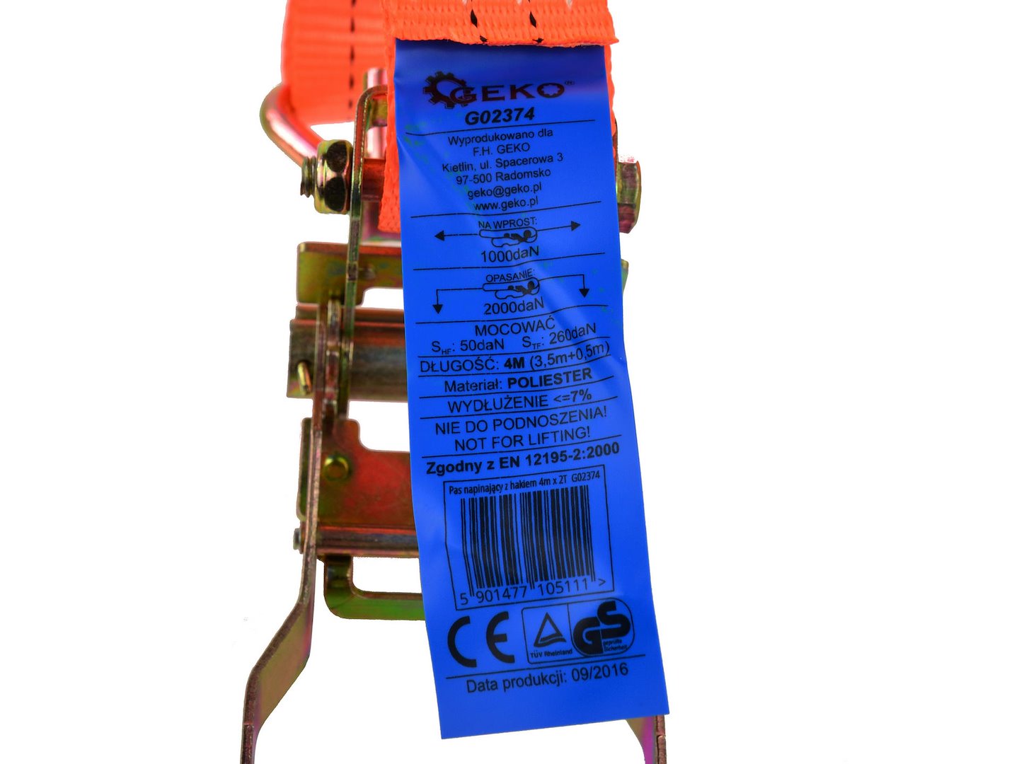 Transportní pás s ráčnou 4 m/2 t/35 mm – Geko 4