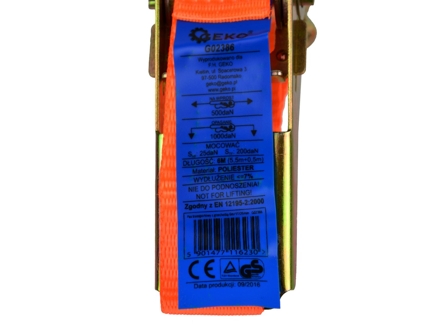 Transportní pás s ráčnou 6 m/1 t/25 mm – Geko 4
