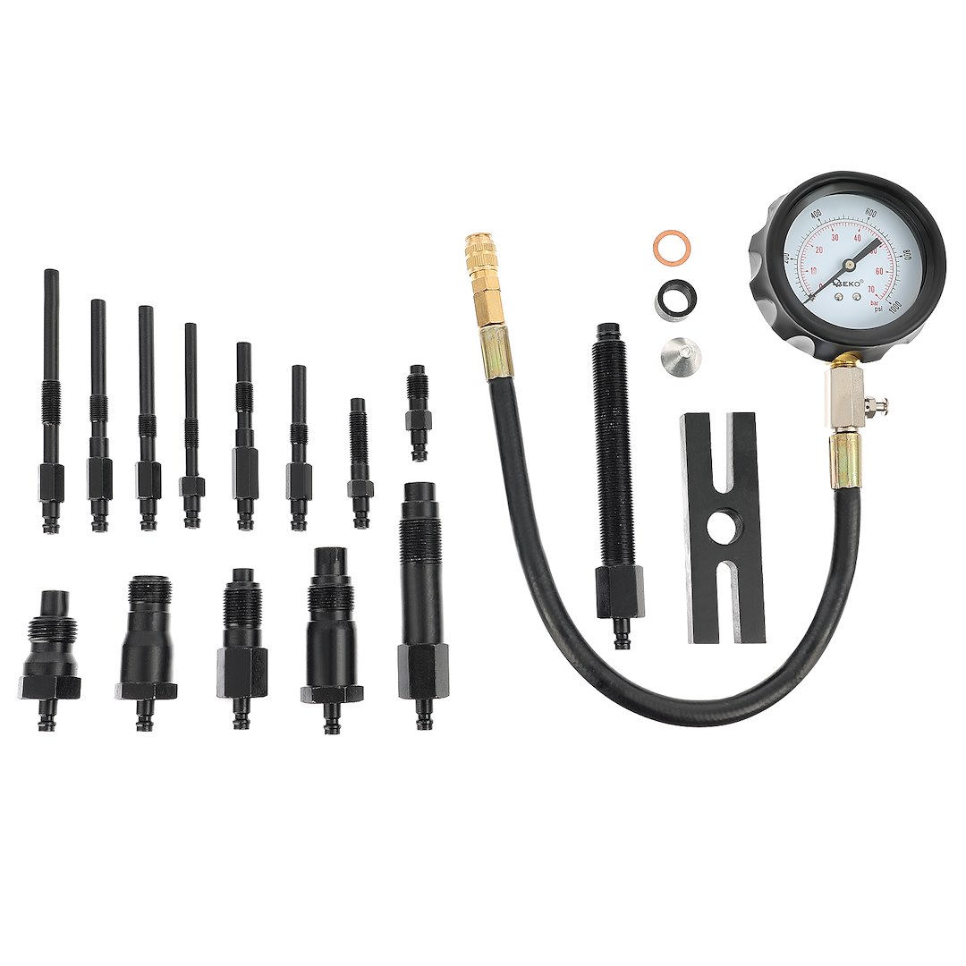 Tester kompresního tlaku Geko G02515 – analogový manometr detail