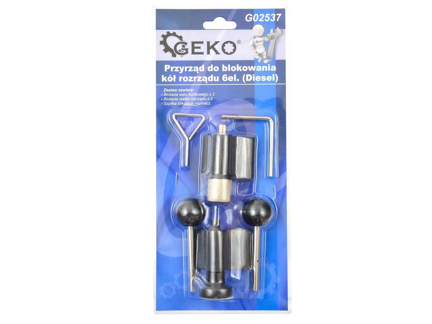 Geko G02537 – Sada nástrojů pro blokování rozvodových kol, 6 ks (diesel) 7