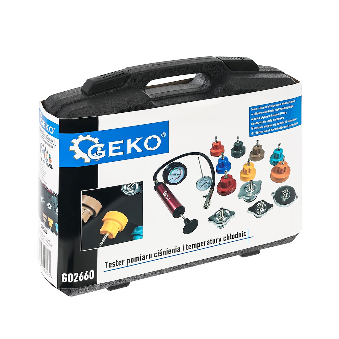 Tester tlaku a teploty chladičů – sada 14 ks s adaptéry | Geko G02660 8