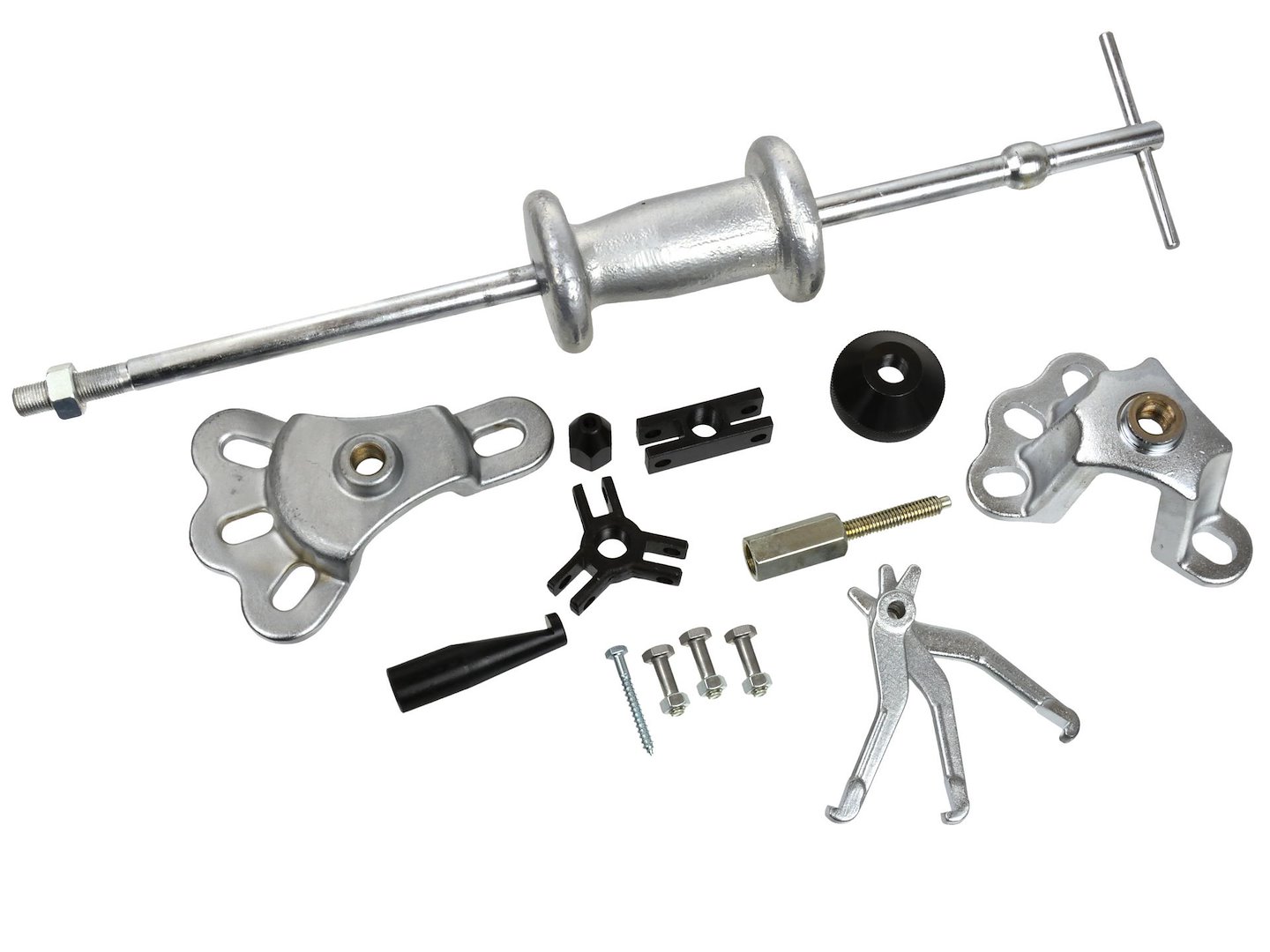 Inerciální stahovák GEKO G02745 – detail adaptérů a ramen