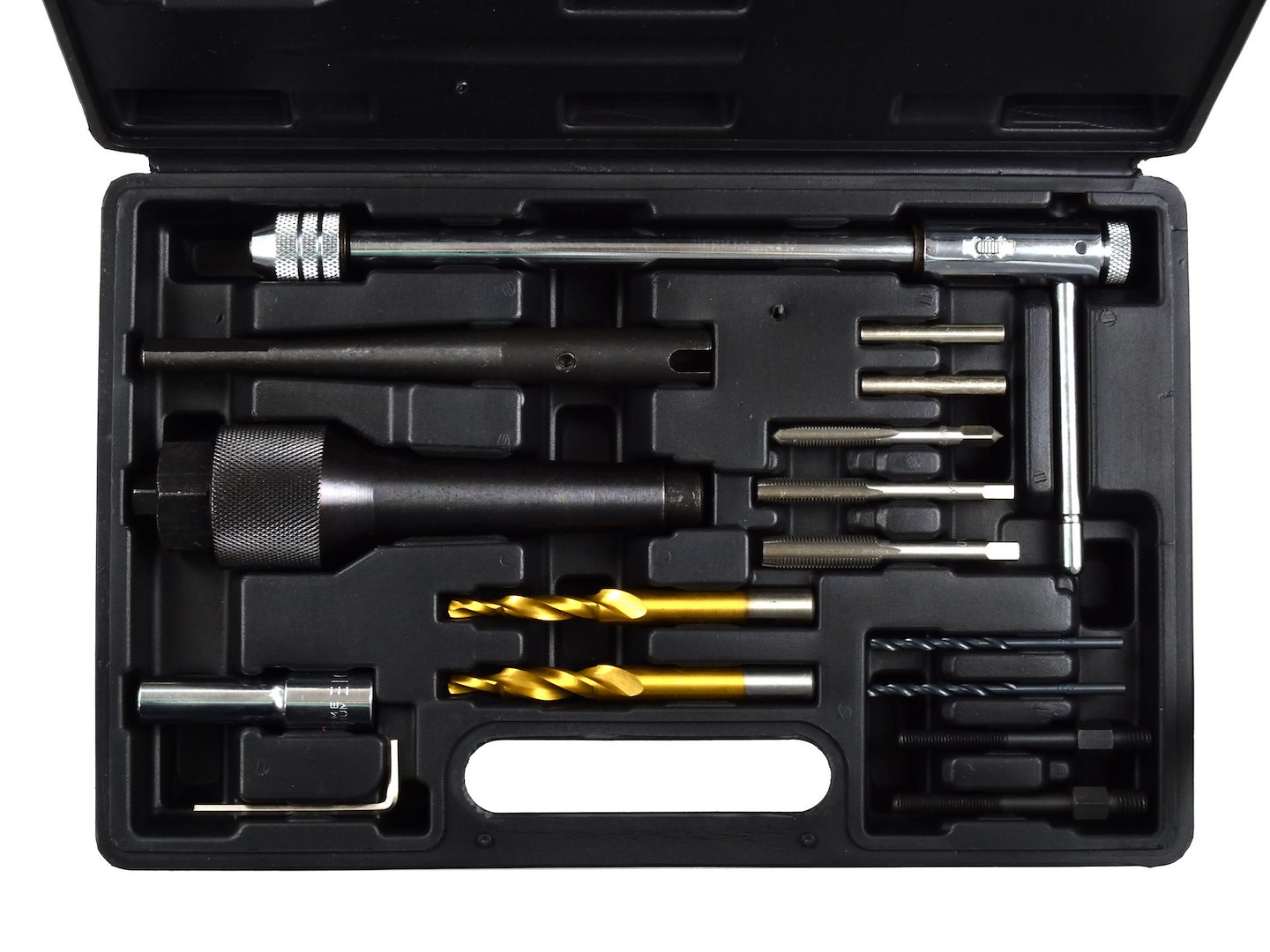 Sada pro demontáž ulomených žhavicích svíček 8–10 mm – detailní pohled na nástroje