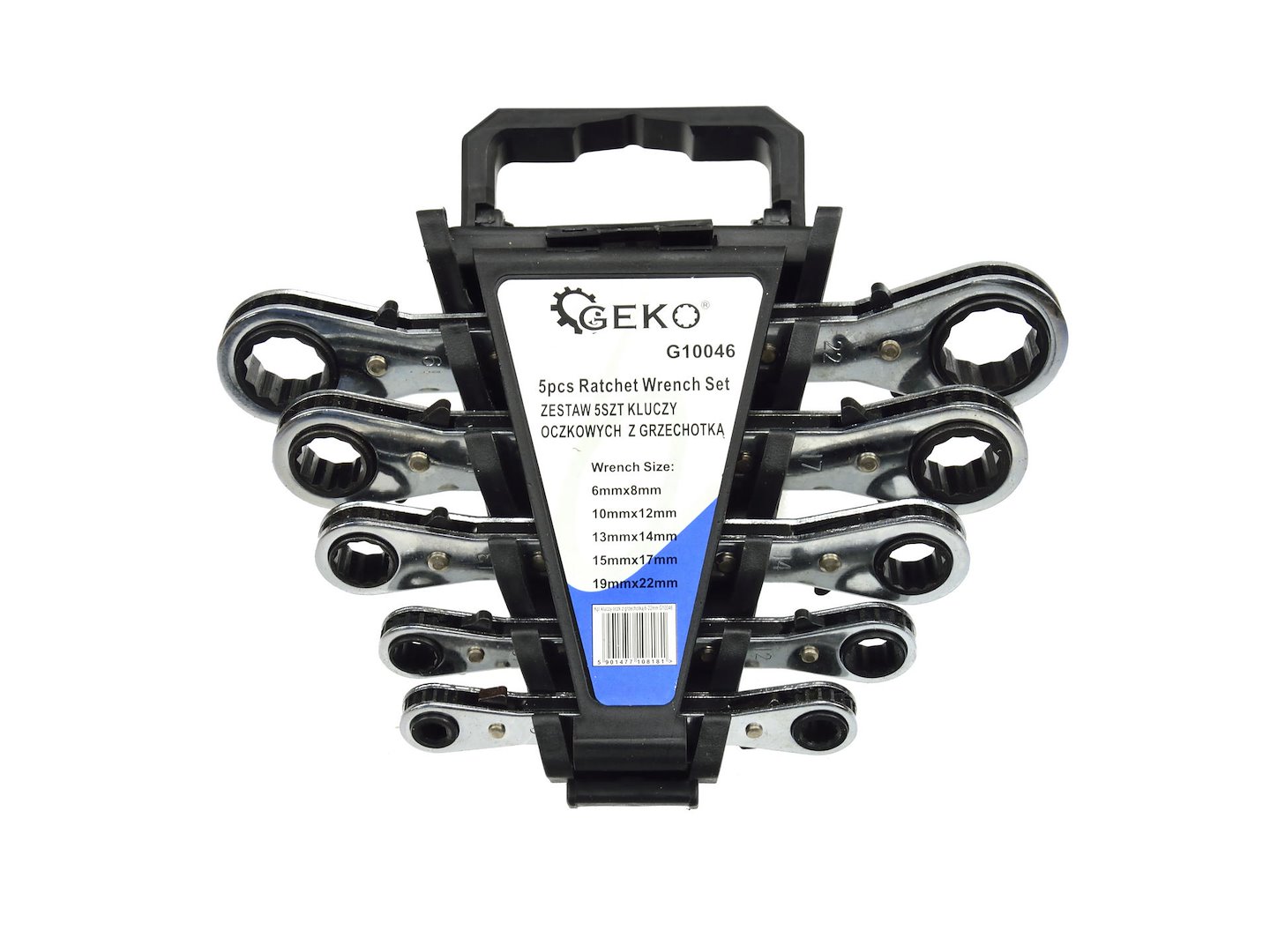 Sada klíčů s ráčnou Geko 6–22 mm – celkový pohled na sadu