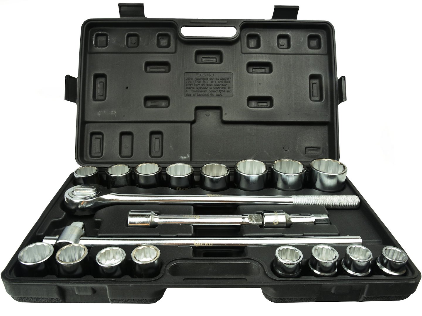 Sada klíčů s nasazovacími hlavami, 21 ks, 3/4", 12hranné, 19–50 mm, černý kufřík (2) 1