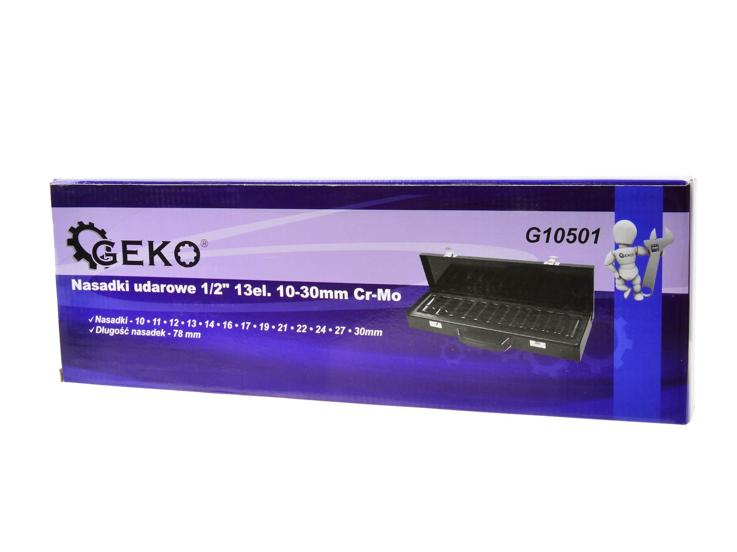 Nástrčné klíče 1/2" 13 ks 10–30 mm Cr-Mo – sada Geko 4