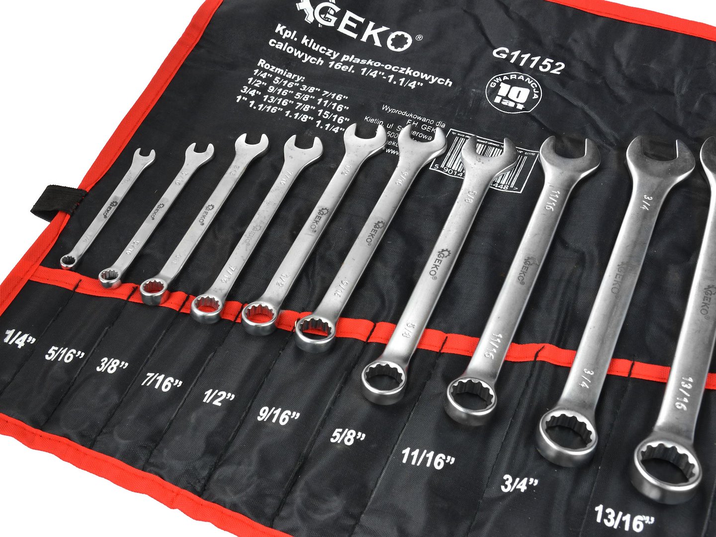 Sada plochých a okových klíčů, palcových, 16 ks, 1/4"-1,1/4" (6) 3