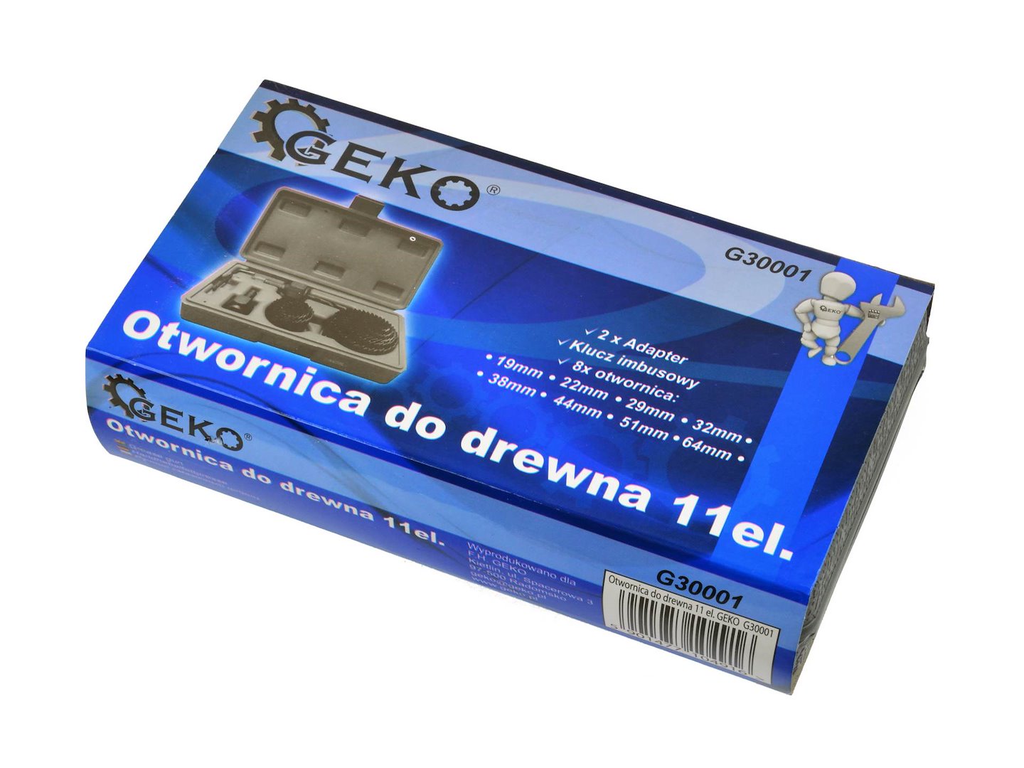 Děrovačka na dřevo 11 ks 19–64 mm GEKO 4