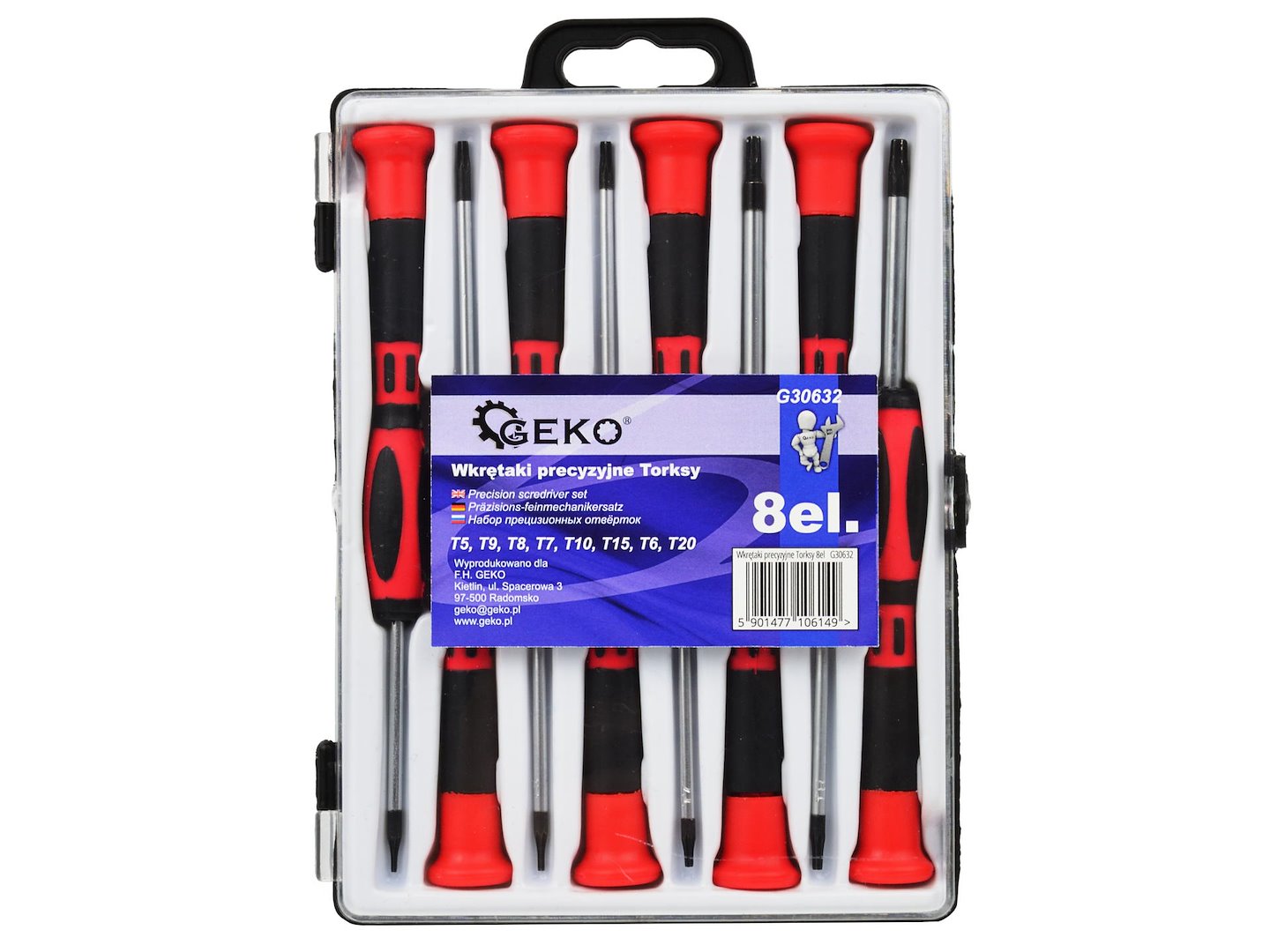 Přesné šroubováky Torx Geko G30632 – celá sada 8 kusů