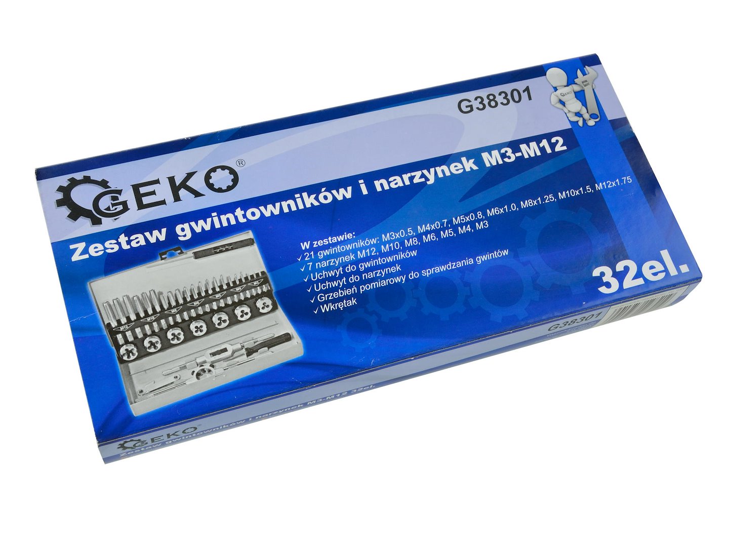 Sada závitníků a závitořezů Geko G38301 – závitová očka