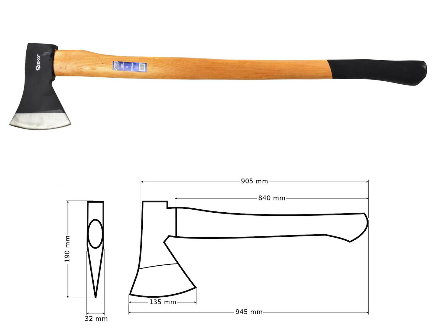 Sekera PROFI 1600Gx32" (dřevěná rukojeť) (6/12) 5