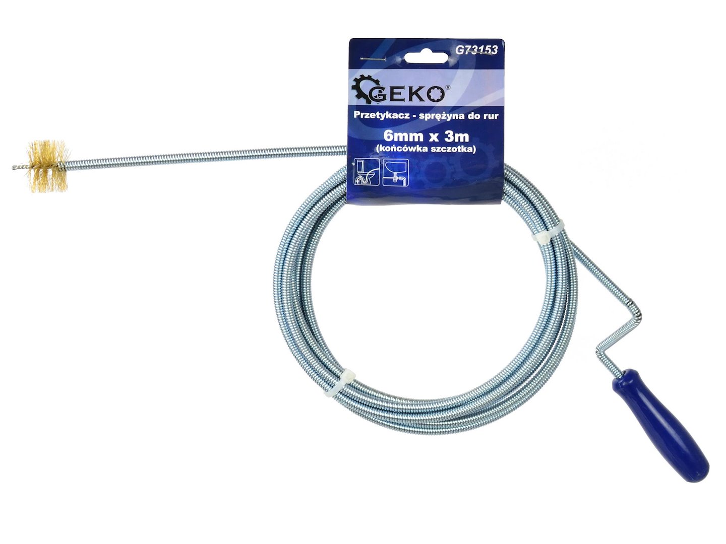Protahovač – pružina pro trubky 6 mm × 3 m s koncovým kartáčem (Geko) 4
