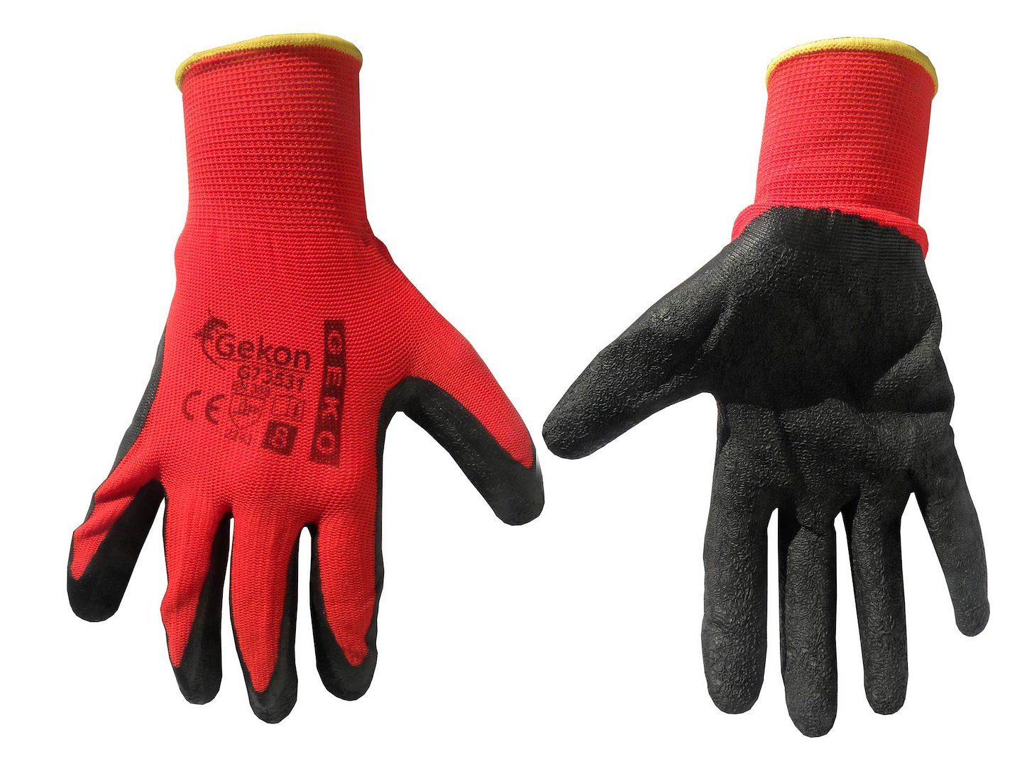 Ochranné rukavice GEKO r.8 latex červeno-černé – celkový pohled na produkt