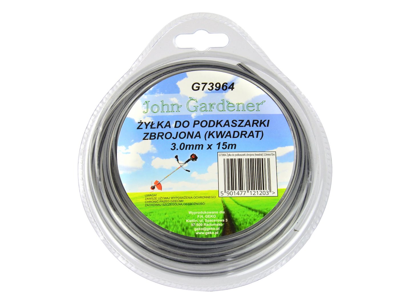 Vlákno pro vyžínač vyztužené čtvercové 3,0 mm × 15 m Geko – detail cívky