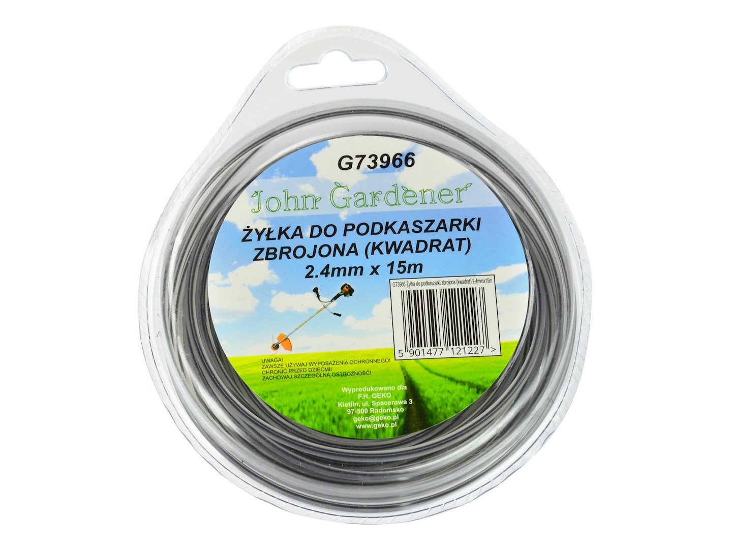Vlákno pro vyžínač vyztužené čtvercové 2,4 mm x 15 m – Geko, celkový pohled na cívku vlákna