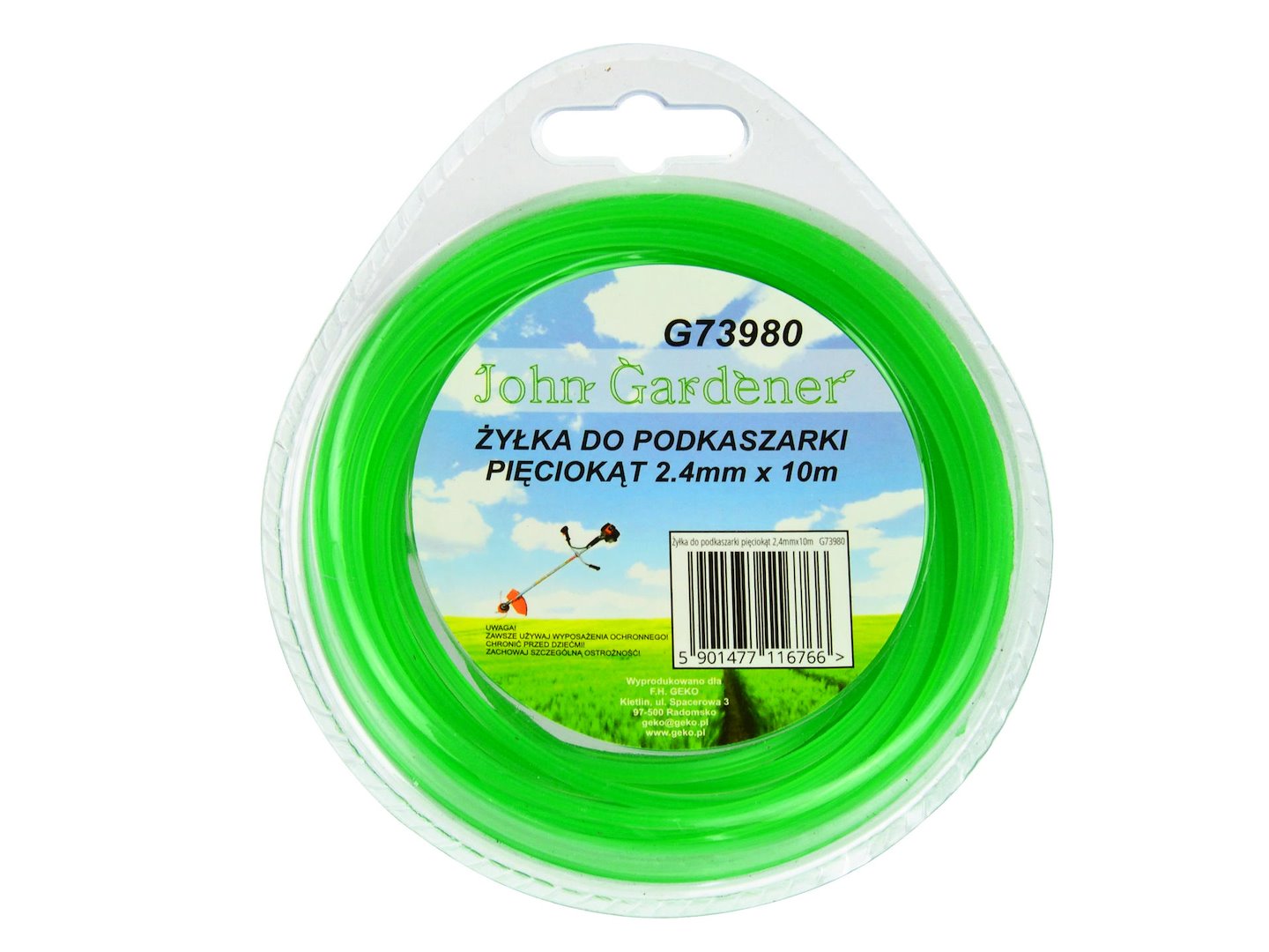 Vlasec pro vyžínačku pětiúhelník 2,4 mm x 10 m Geko – pohled na celé balení