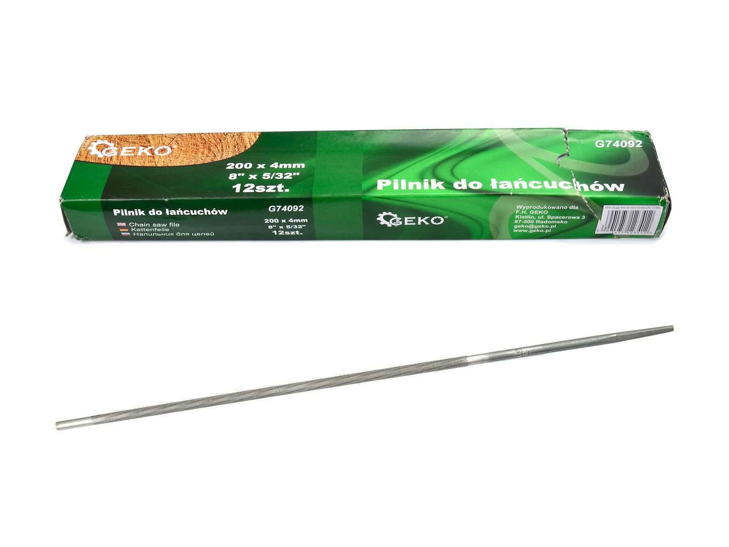 Kruhový pilník 4 mm na ostření řetězu Geko – celkový pohled