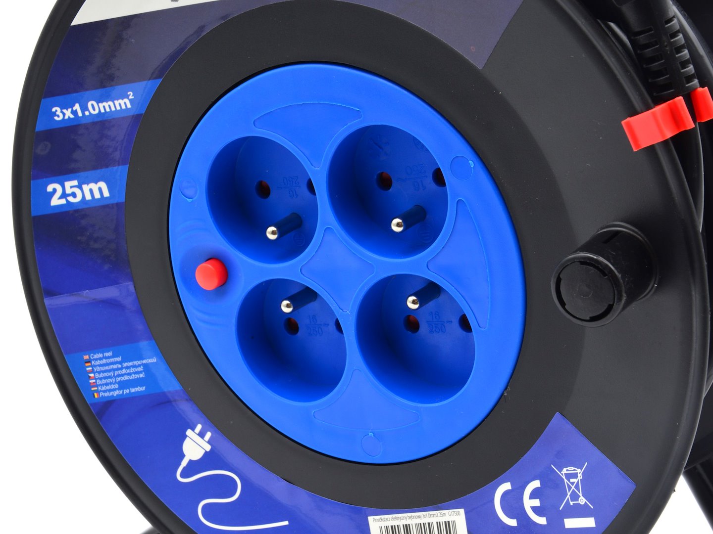 Elektrická prodlužovací šňůra s navijákem Geko 25 m – detail navijáku