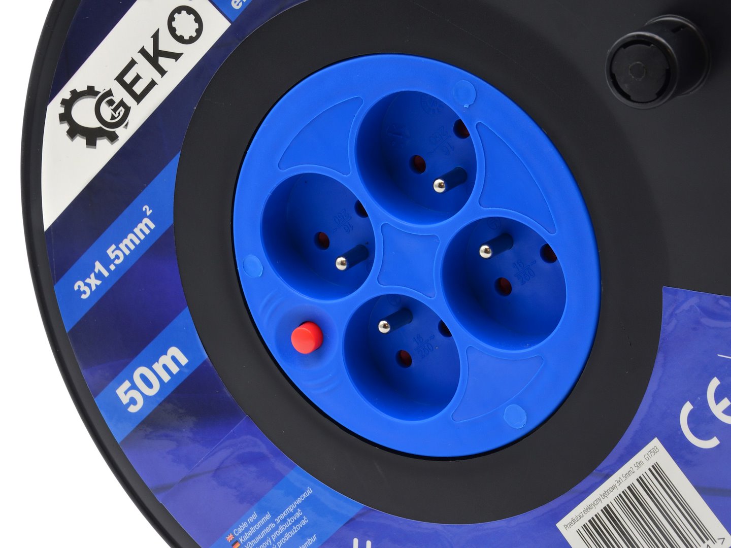 Elektrická prodlužovací šňůra s navijákem Geko – detail kabelu a izolace