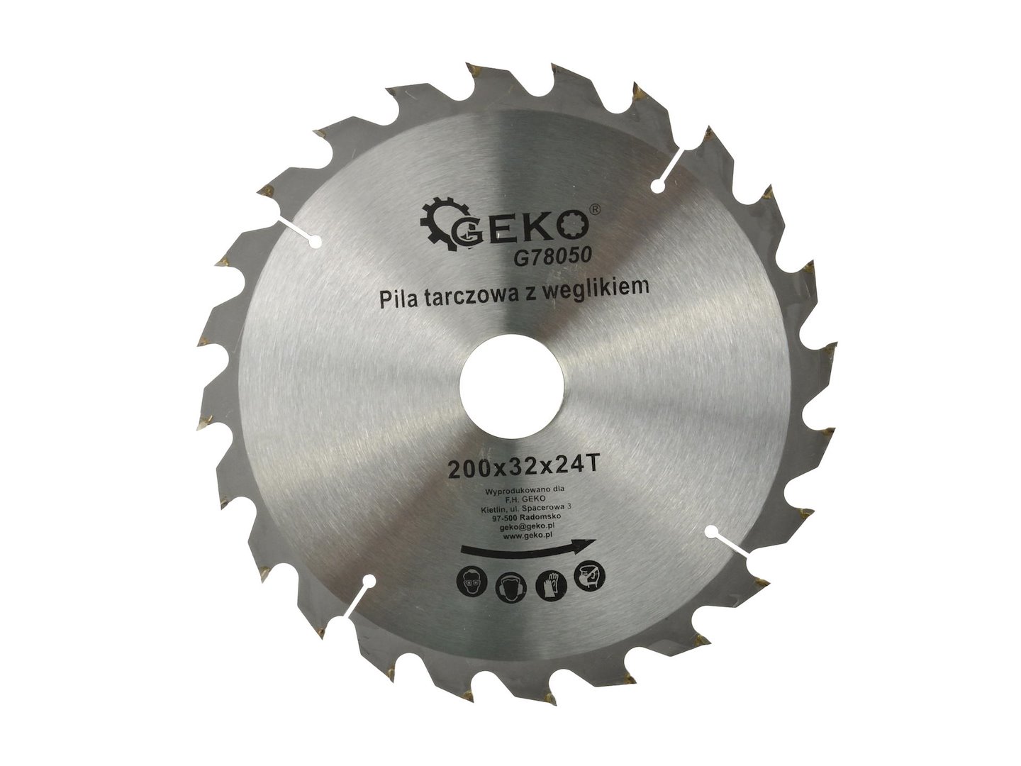 Kotouč na dřevo 200×32×24T Geko – pohled na celý kotouč s zuby