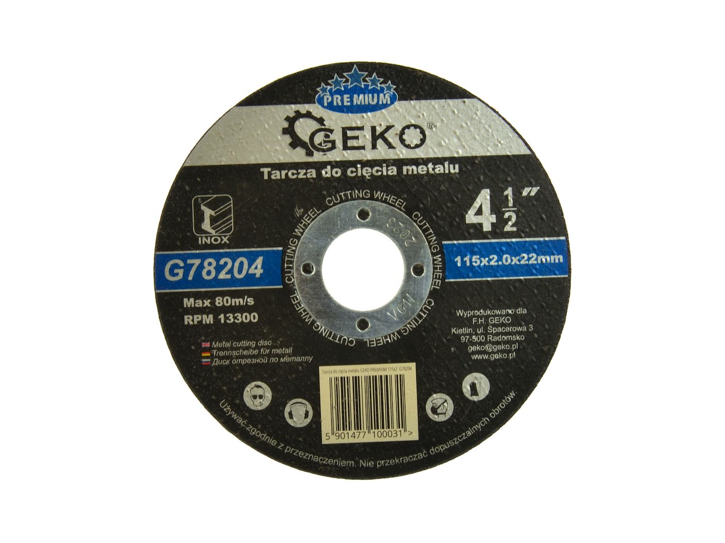 Řezací kotouč GEKO PREMIUM 115x2 Inox – celkový pohled