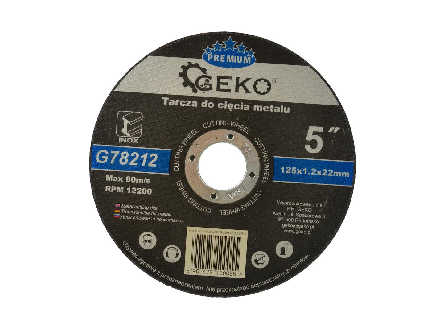 Řezací kotouč GEKO PREMIUM 125x1,2 Inox – celkový pohled